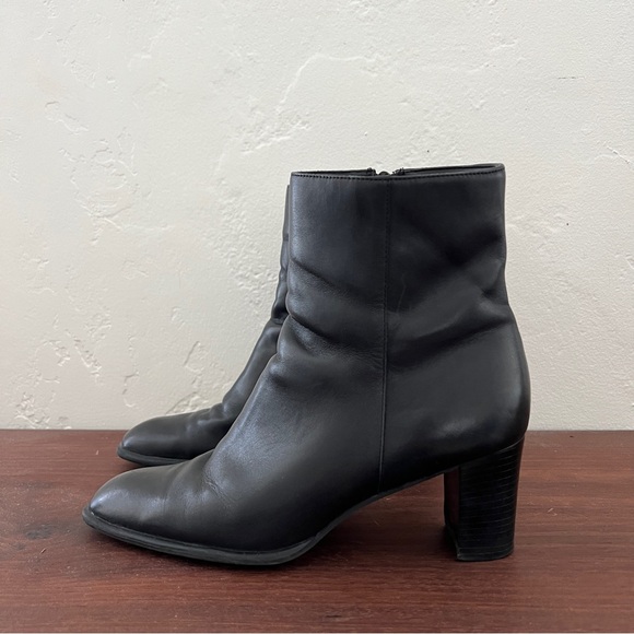 Naturalizer black leather block heel bootie boots side zip comfort shoe 9M - Picture 15 of 15